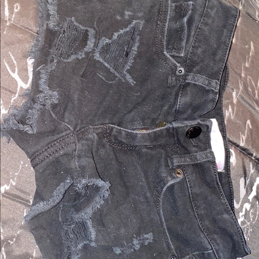 Black jean shorts